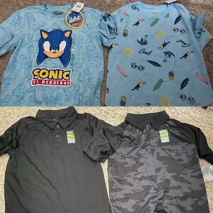 NWT Lot of 4 Boy Large Sonic, Hybrid, Tek Gear Polo T-shirt Tops